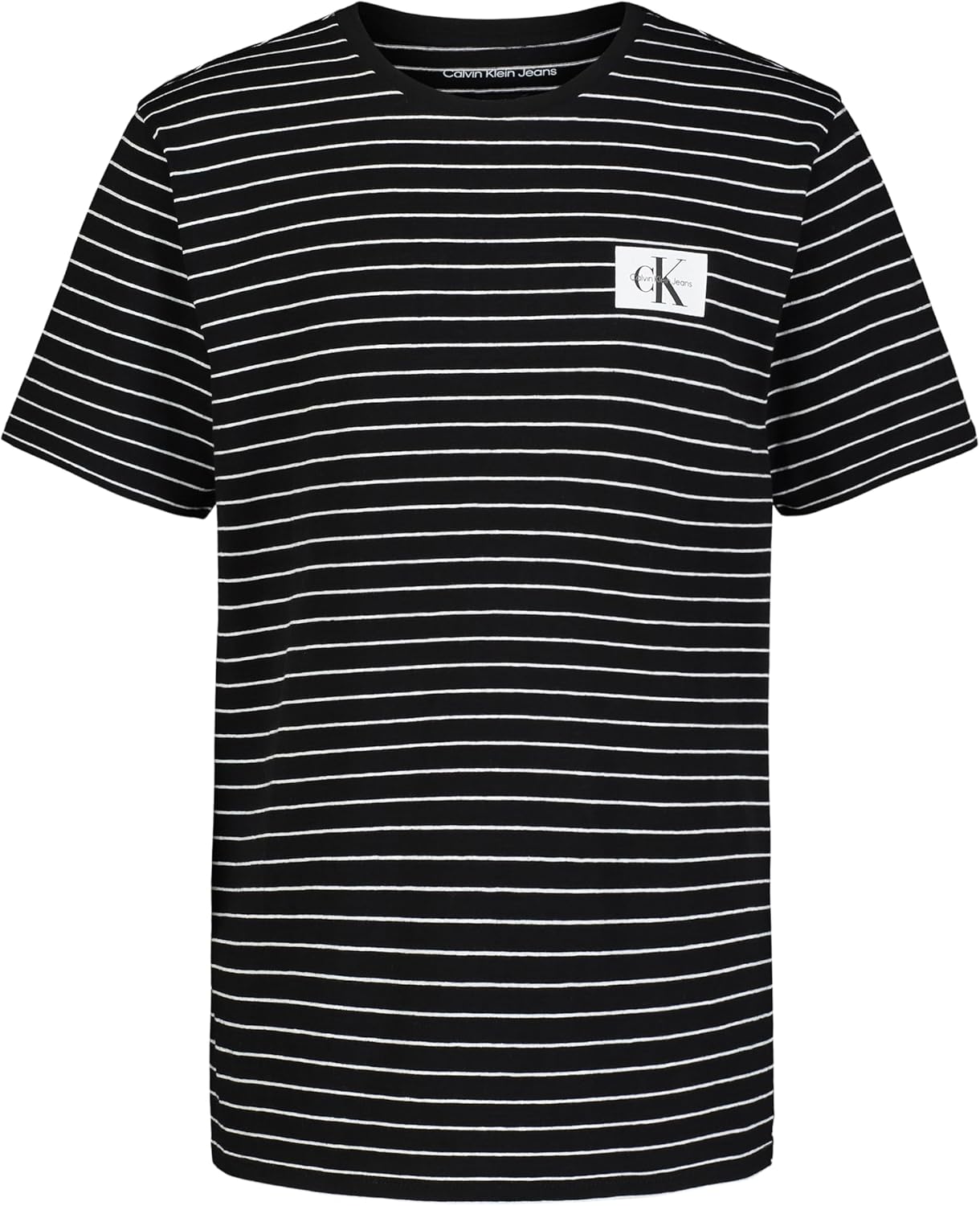 Calvin Klein Boys' Short Sleeve Striped Crew Neck T-Shirt, Soft, Comfortable, Relaxed Fit